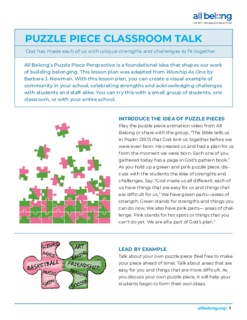 Puzzle Piece Classroom Talk with printables