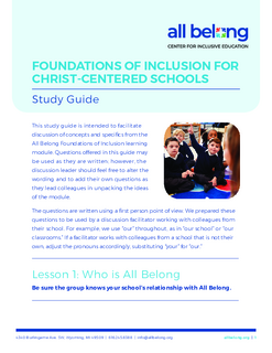 Foundations of Inclusion Study Guide